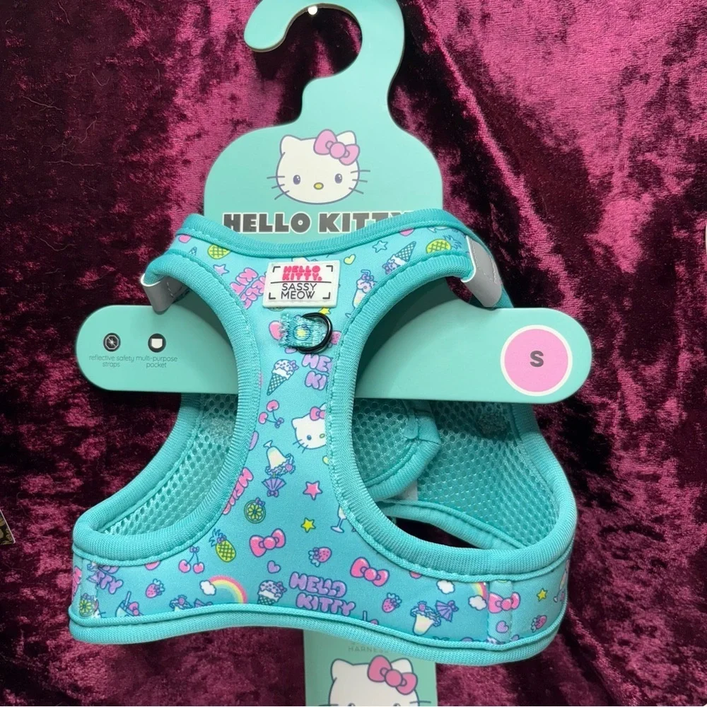 Sassy Meow Sanrio Hello Kitty SMALL Cat Dog Blue Collar Leash & Harness